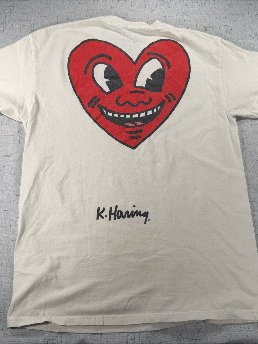 Keith Haring Men’s Red Heart Graphic Tee - Cream